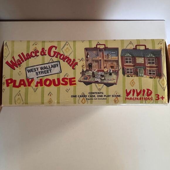 Wallace and Gromit West Wallaby Street Playhouse Vintage 1989 Travel Case Vivid - Picture 3 of 12